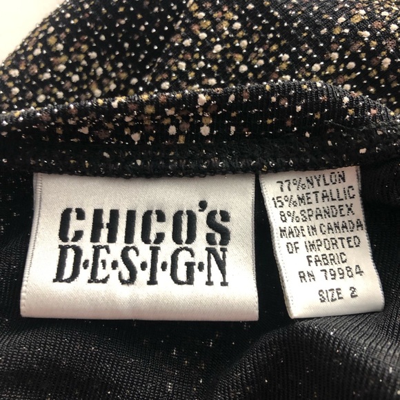 Chico’s design women’s top Size 2 Black Gold - Picture 4 of 7